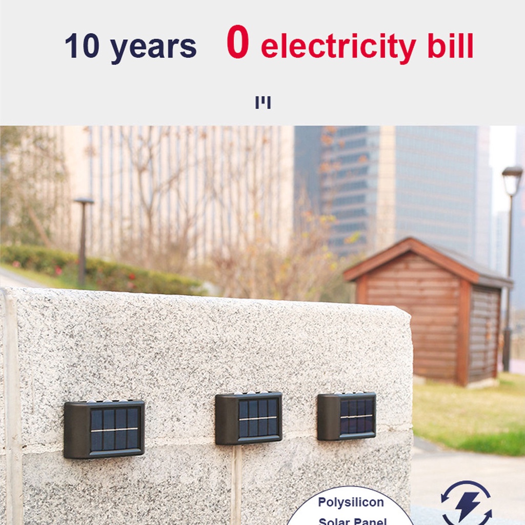 Ramadan 2pcs Lampu Dinding Outdoor 6-Led Waterproof Solar Powered Wall Lamp For Garden / Outdoor Decoration