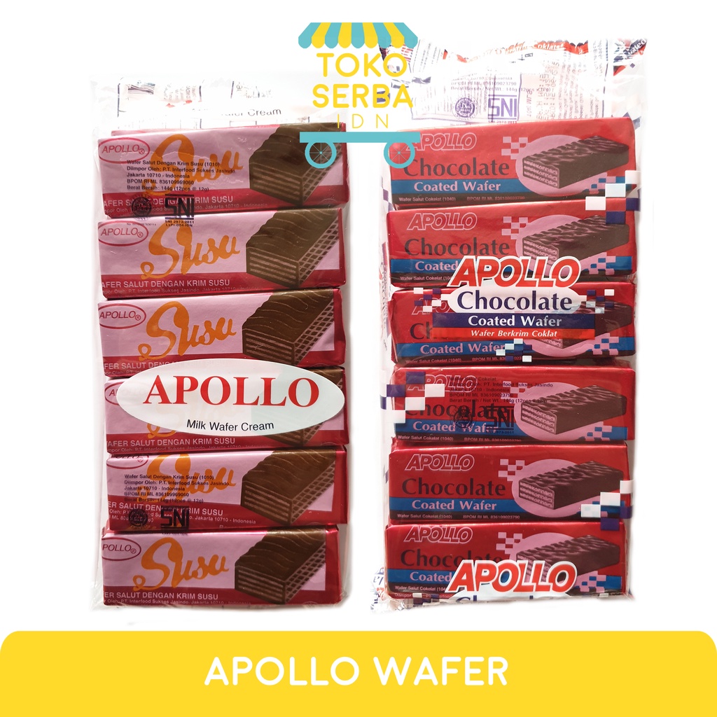 

Apollo Milk Wafer Cream Susu/ Coklat Wafer 1 Pack Isi 12 - 144 gram