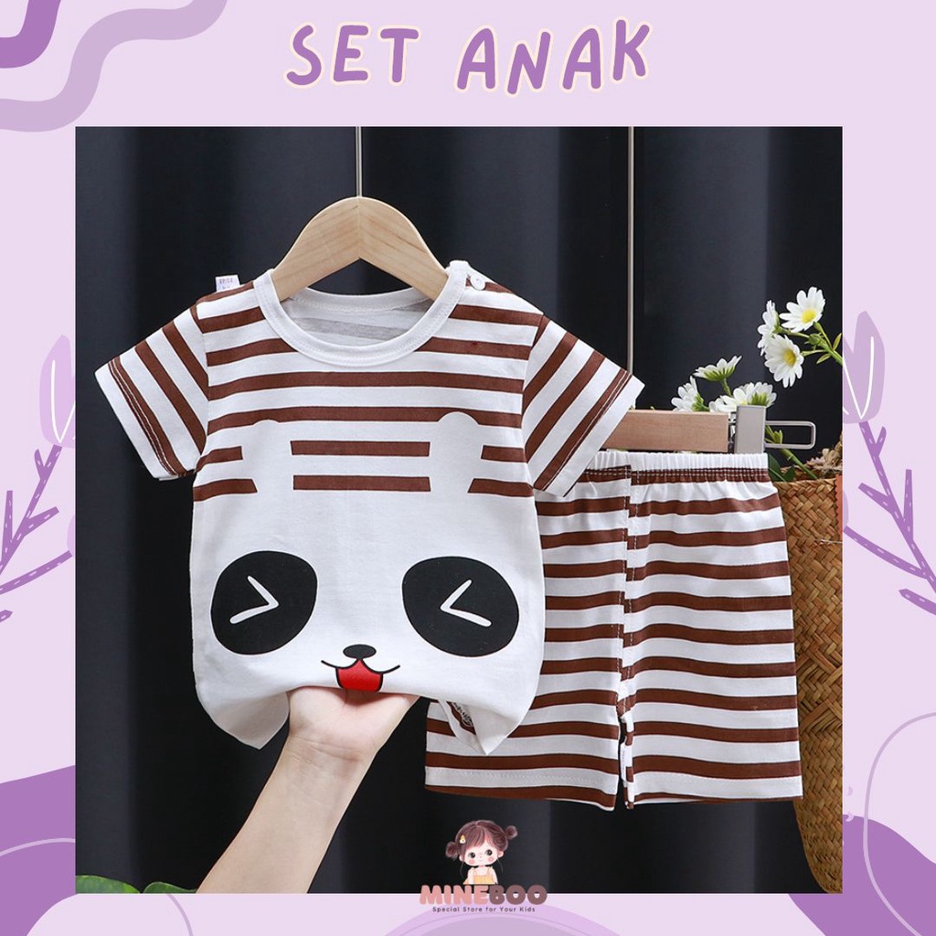 mineboo SETELAN BAJU BAYI LENGAN PENDEK IMPORT USIA 0-4 TAHUN COD KIK