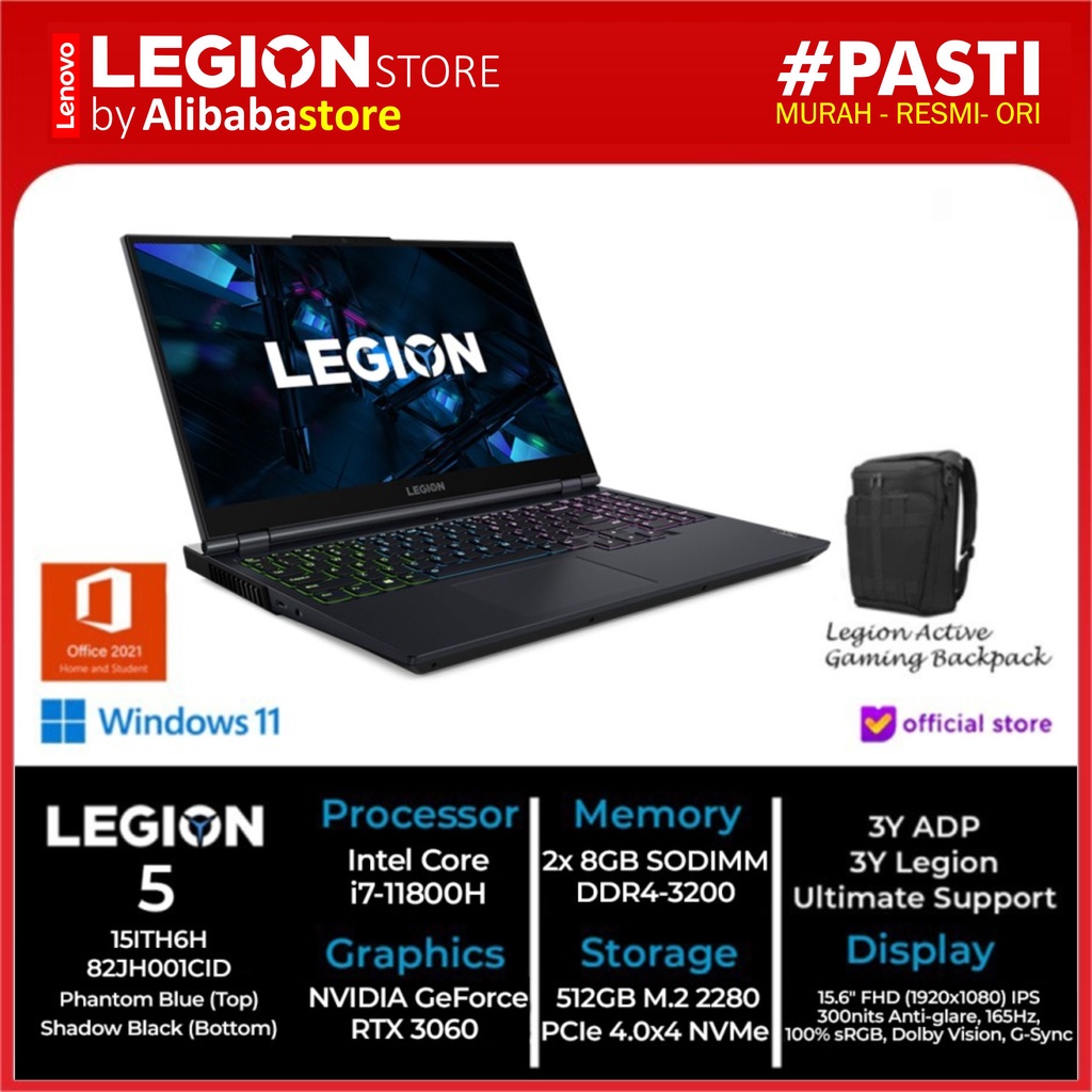 LENOVO LEGION 5 15ITH6H 82JH001CID Core i7 11800H 16GB 512GB RTX3060