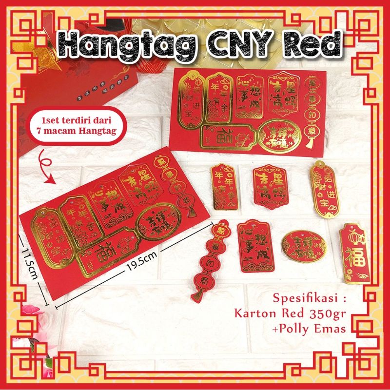 

Tag Imlek Merah Set 7pc (Isi 10Lbr). Hangtag Chinese New Year