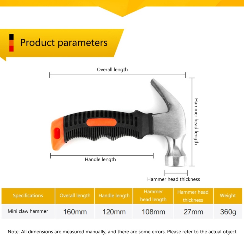 Palu Cakar Mini Bahan Baja Karbon Lapis Karet Untuk Rumah Tangga
