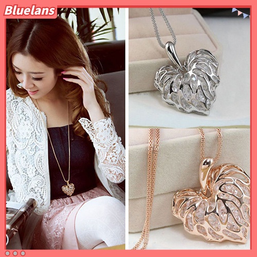 Kalung Rantai Panjang Model Hollow Bentuk Hati Untuk Wanita