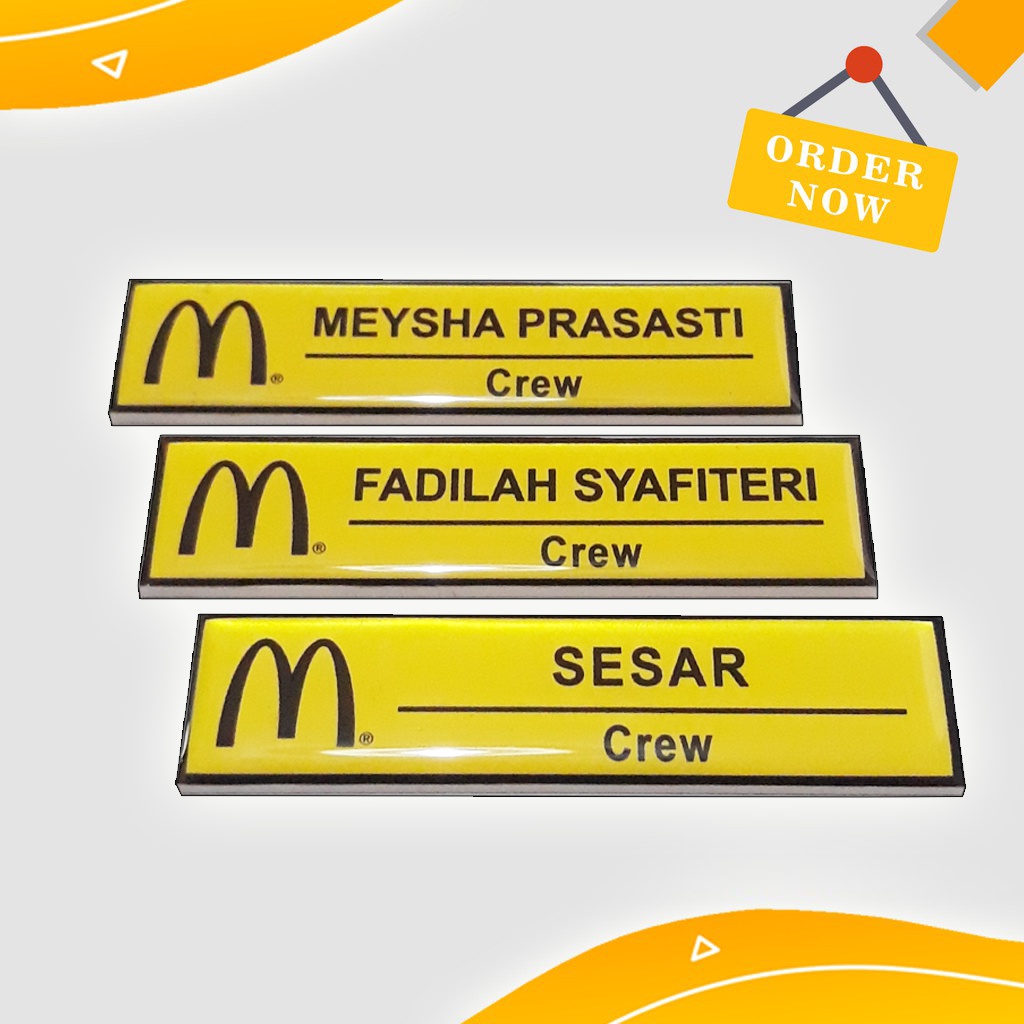 

Nametag Karyawan || Nametag MCD || Papan Nama