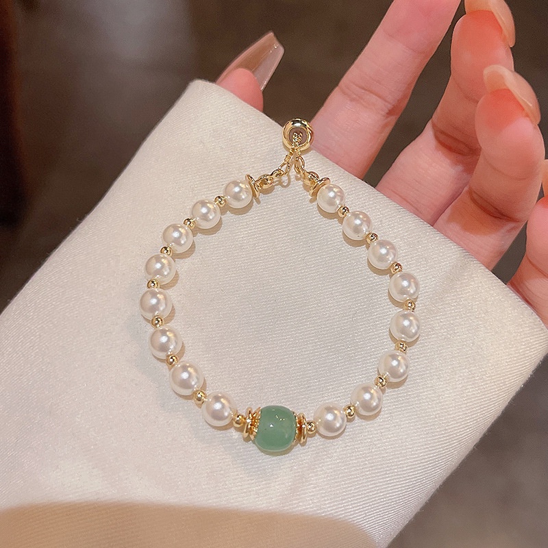 Gelang Mutiara Chalcedony Hijau Untuk Wanita