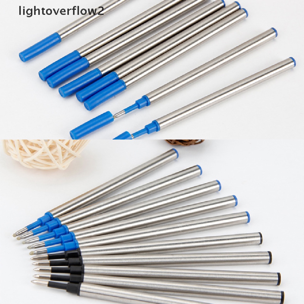 (lightoverflow2) 5pcs Refill Pulpen Tinta Gel Biru Bahan Metal