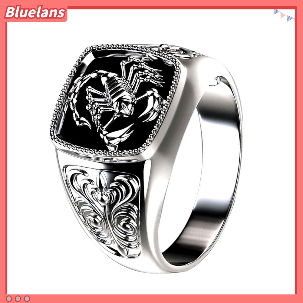 Bluelans Men Scorpion Engraved Alloy Wide Finger Ring Birthday Club Party Jewelry Gift