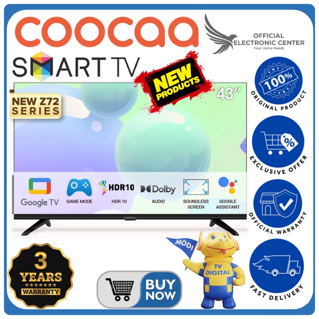 LED TV COOCAA 43INCH 4372Z SMART TV NETFLIX YOUTUBE DIGITAL GOOGLE TV LED FHD COOCAA