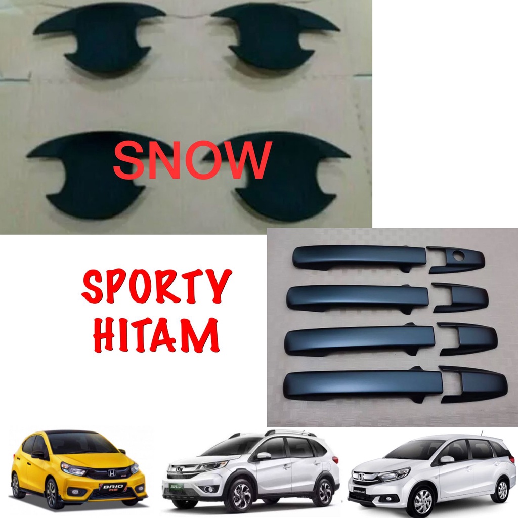 Paket Outer Handle Cover Brio BRV Mobilio Sporty Hitam Chrome