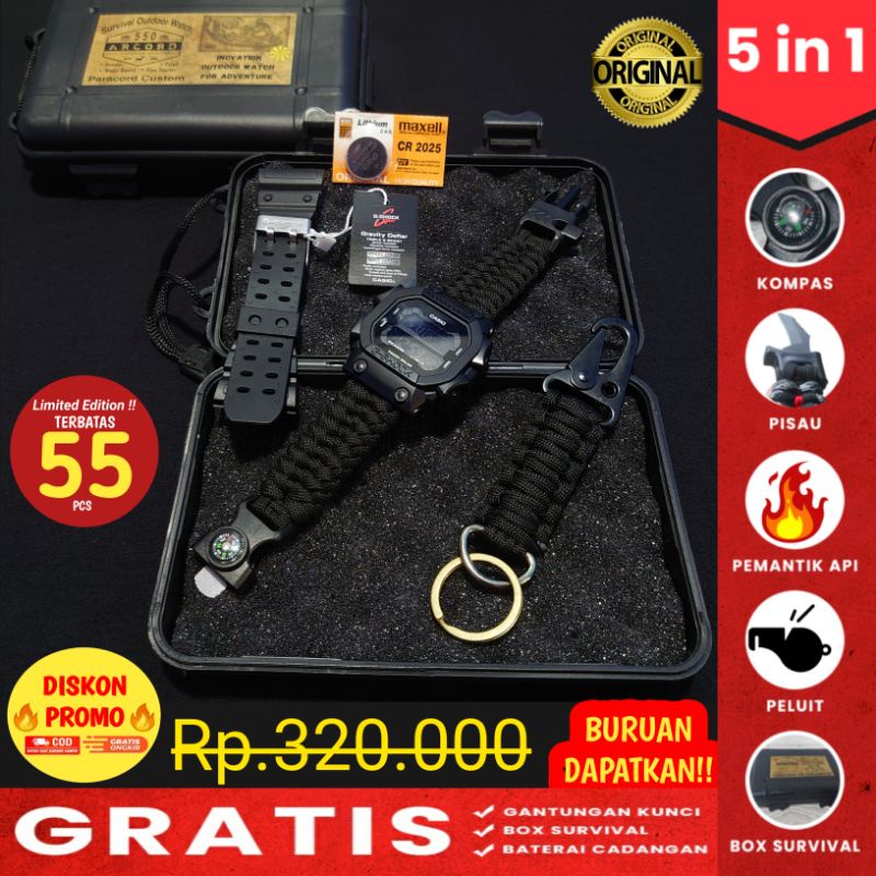Jam Tangan Outdoor pria Survival G shock Paracord Strap Multifungsi ARCORD / Jam Tangan ARCORD550 / 