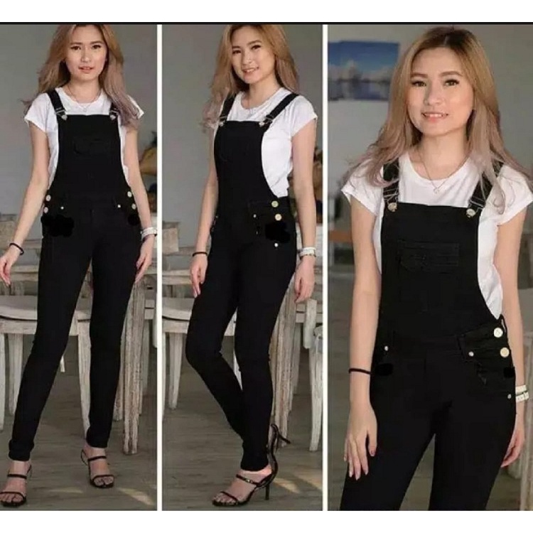 VVV Shop Overall Warna Hitam New / Baju Kodok Wanita / Playsuit Wanita viral Terlaris / Overall Wani