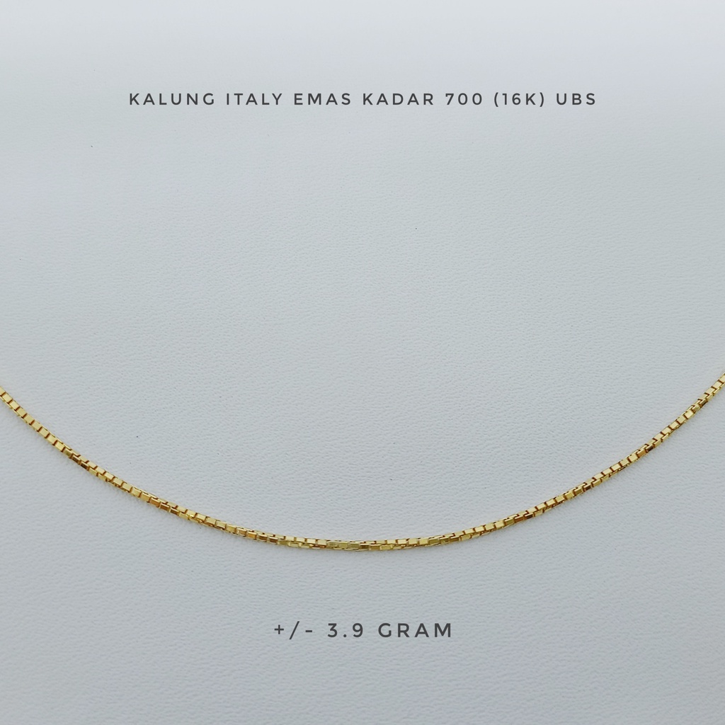 Kalung Model Italy UBS Emas Kadar 700 (16K) Estimasi Berat 3.9 gram