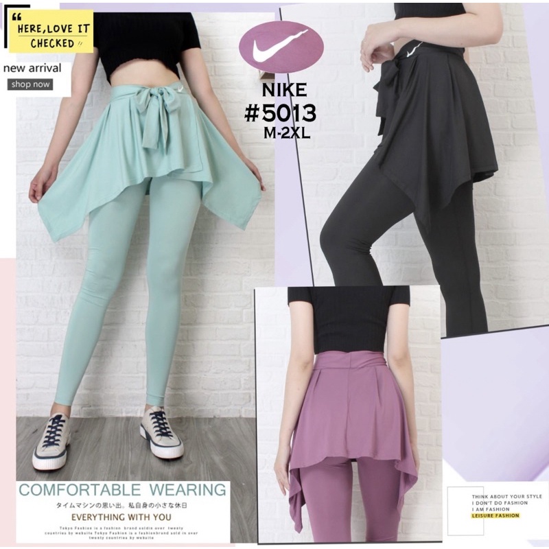ROK CELANA LEGGING PANJANG NIKE HIGH-WAIST IMPORT 2 IN 1 OLAHRAGA WANITA