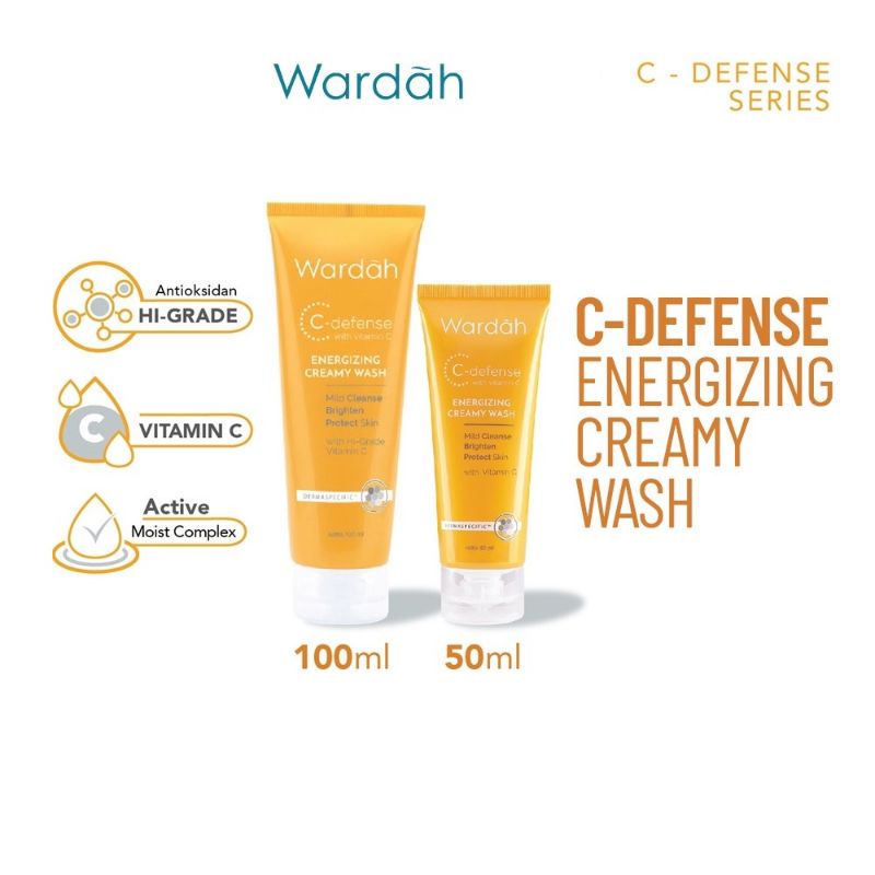 Wardah C-Defense Energizing Creamy Wash 60ml Cuci Muka Wardah C Defense Sabun Muka Creamy Wash