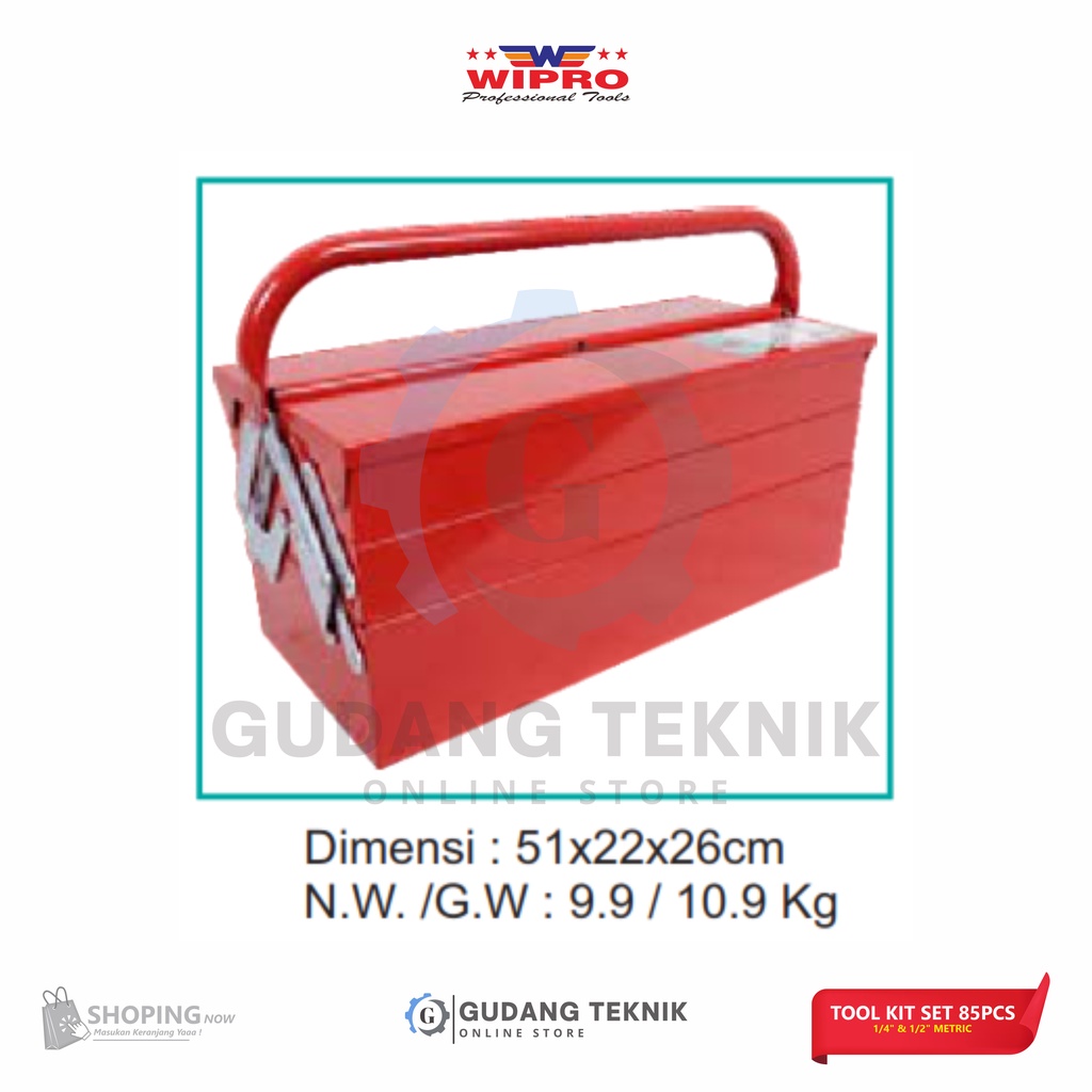 Tool Kit Kunci Set 85pcs WIPRO TS-086 6PT / Tool Kit Sock Sok Set 1/4" 1/2" WIPRO TS086 6PT - Socket Wrench WIPRO TS 086 6PT