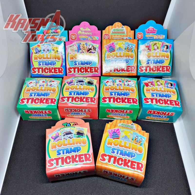 STICKER GULUNG/ROLLING STAMP STICKER/STICKER MAINAN KARAKTER LUCU ISI 10pcs/pack