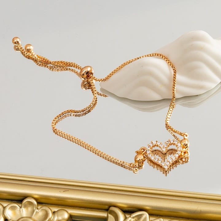 Gelang Serut Titanium Asli Anti Karat Permata Gelang Serut Fashion Korea Untuk Wanita Motif Love Gel