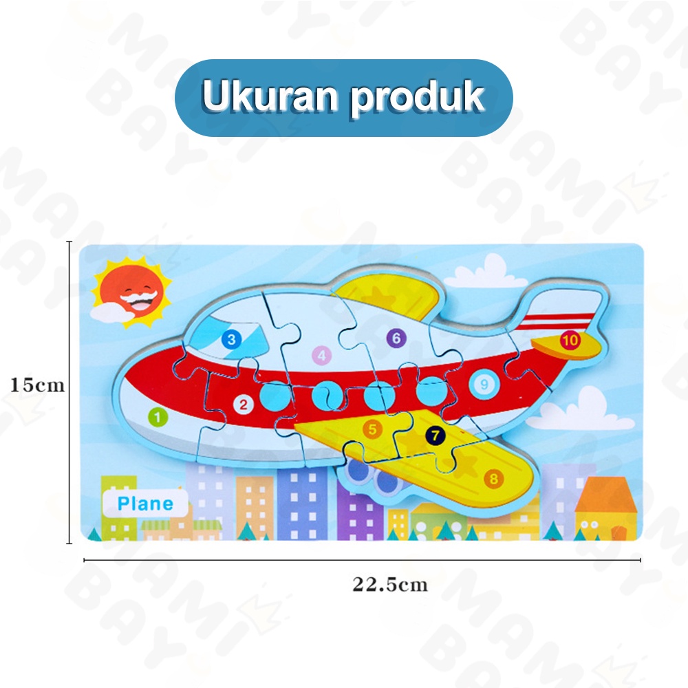 Mamibayi Puzzle hewan mainan edukasi Puzzle kayu 3d wooden toys anak