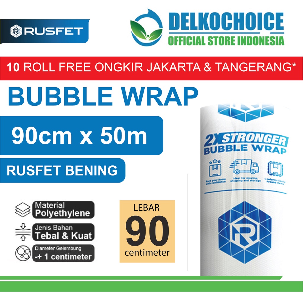 

Plastik Bubble Wrap RUSFET BENING 90CM x 50M TEBAL Bubblewrap ROLL
