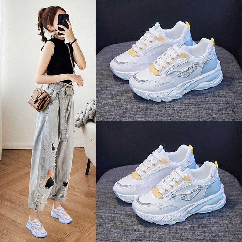 2.2 COD Sale [DENDEN.ID] Sepatu Wanita Reflektif Sneaker Korea Import Sepatu Olahraga DD1018