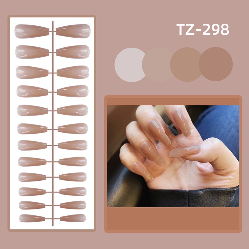 24pcs Kuku Palsu French Manicure DIY Untuk Pesta / Salon