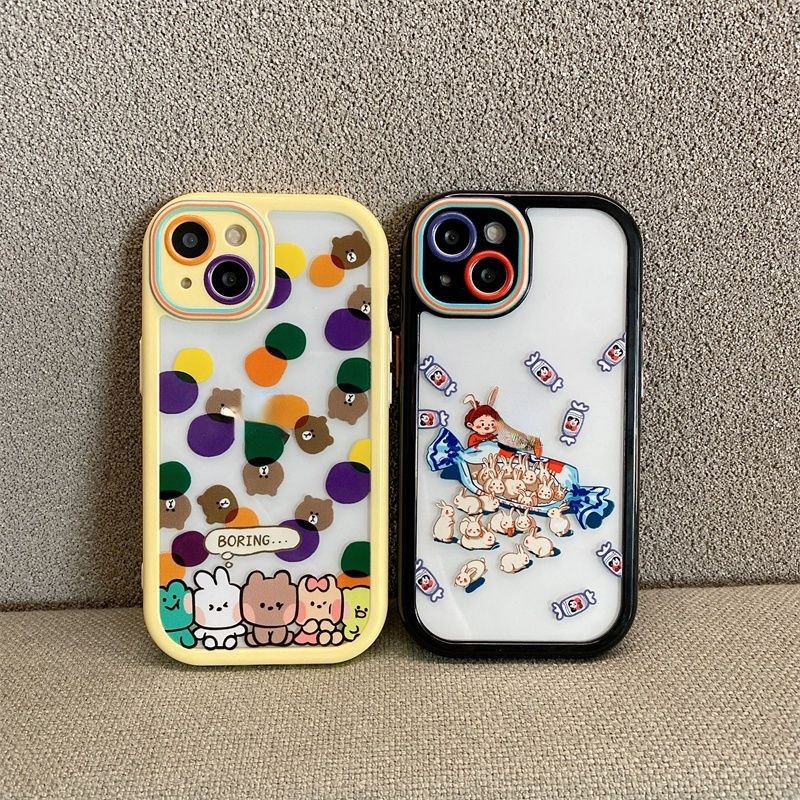 Soft Case Hp Gambar Kartun Beruang / Kelinci Untuk IPhone 12 / 13 / 11promax / X / Xs Max Frfrd