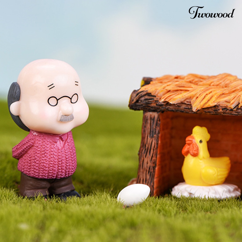 2 Pcs Miniatur Pasangan Kakek Nenek Untuk Dekorasi Taman Bonsai