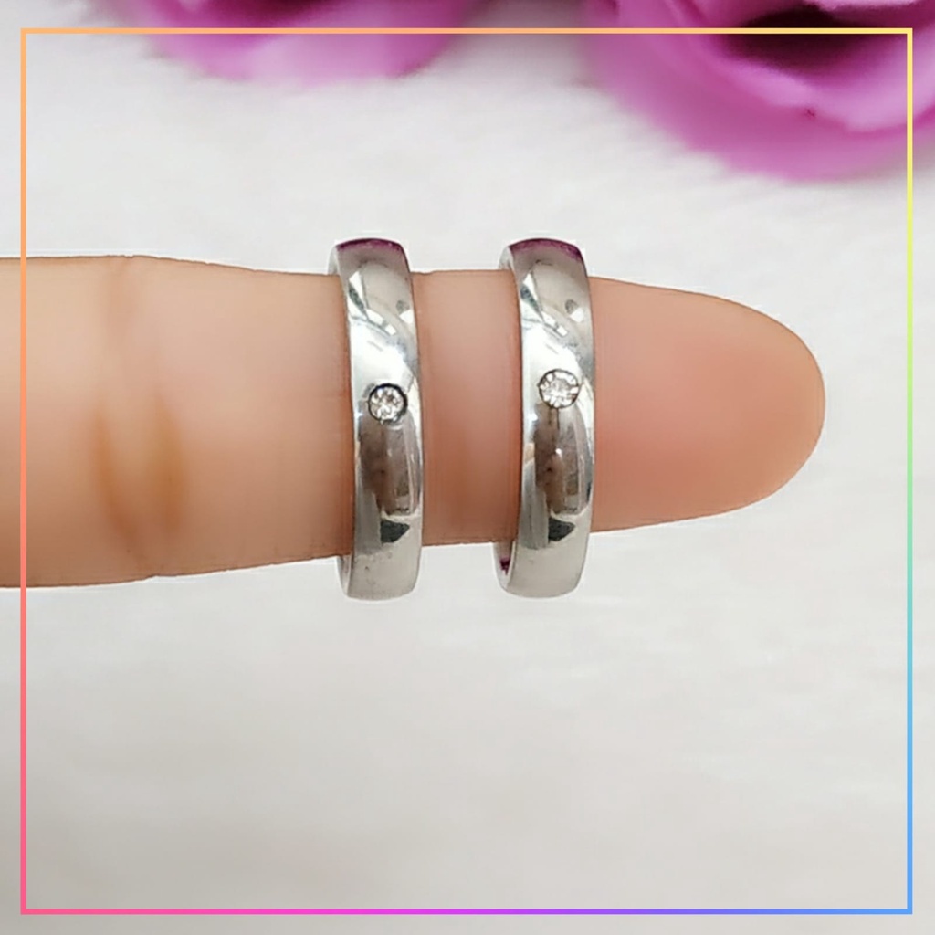 Cincin Titanium/stainless steel couple harga/1biji cincin dewasa elegan silver perhiasan lapis emas silver CN 031