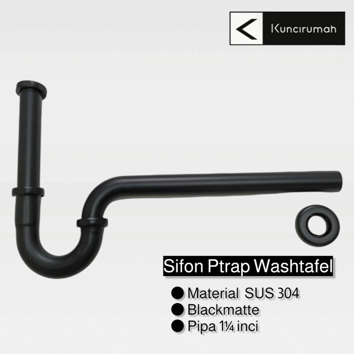 Sifon leher angsa wastafel stainless 304 hitam