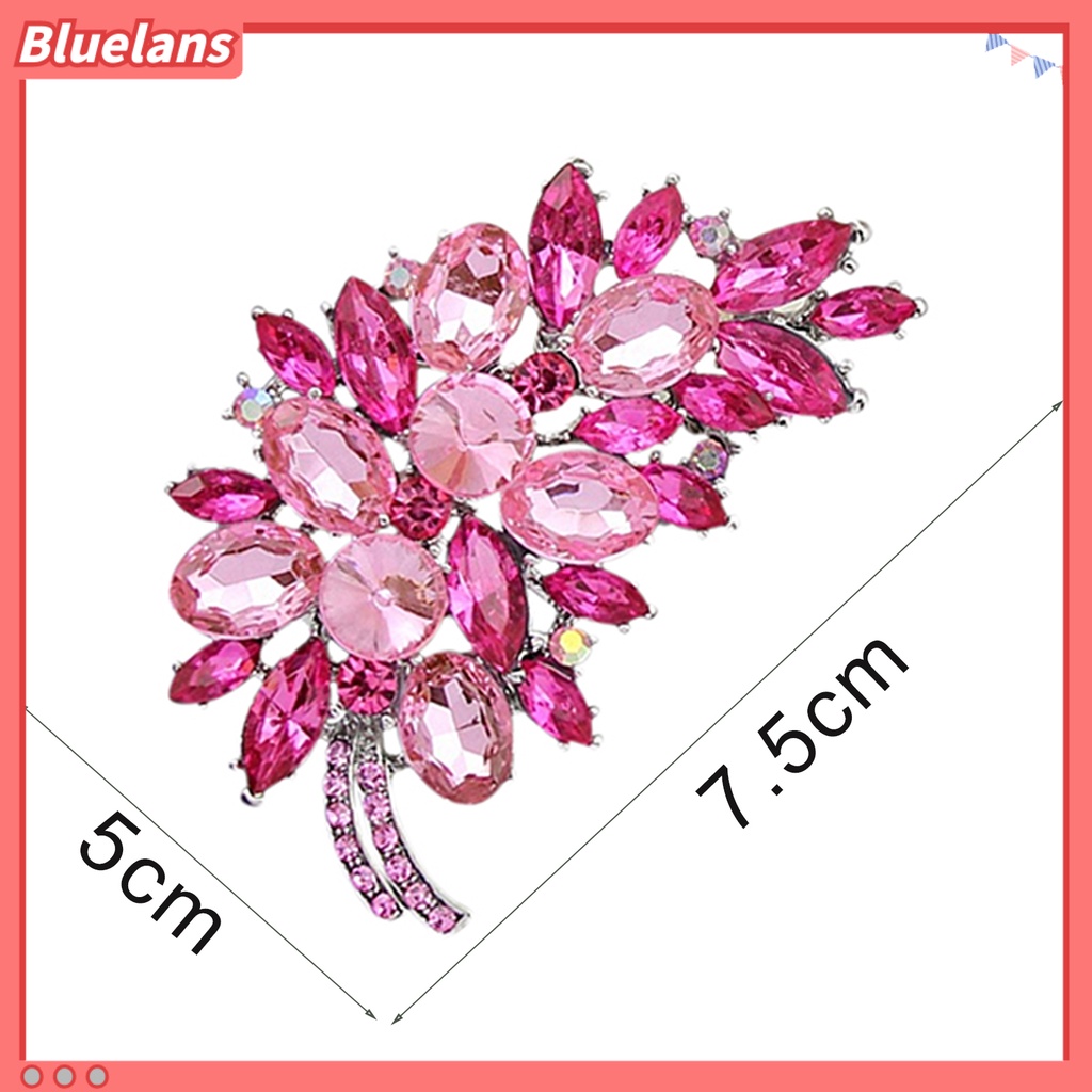 Bluelans Women Vintage Feather Flower Shape Rhinestone Brooch Pin Badge Breastpin Banquet Evening Party