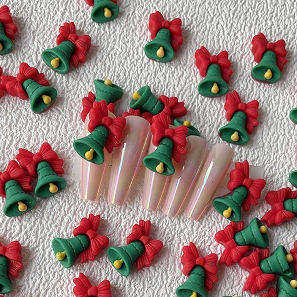AUGUSTINA Agustina Natal Nail Art Dekorasi DIY Indah Kualitas Tinggi Charms 3D Lucu Kepala Rusa Resin Pohon Natal Aksesoris Kuku