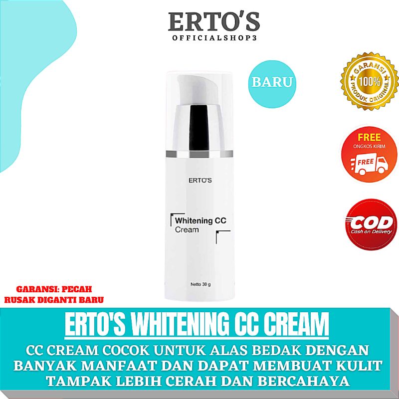 Ertos CC Cream Whitening Intensif Pemutih Wajah BPOM  & Alas bedak