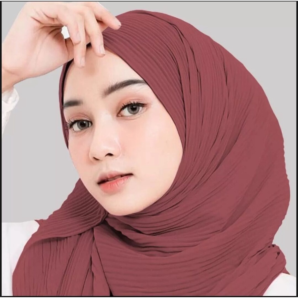 Hijab Pashmina Plisket Shawl/Pashmina Plisket Ceruty Babydool TANPA GARIS TENGAH