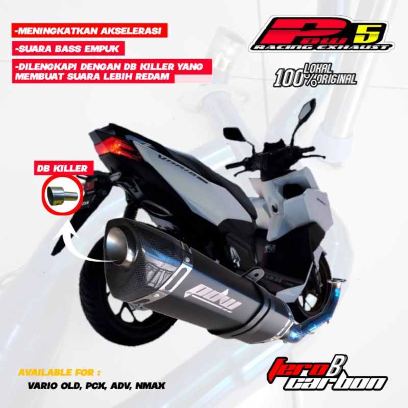 Knalpot Fero Black Carbon Maxi Yamaha Adv Pcx Vario160 Pdw Racing