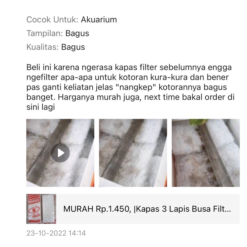 Kapas ISI 3 Lapis Busa Filter Aquarium Aquascape