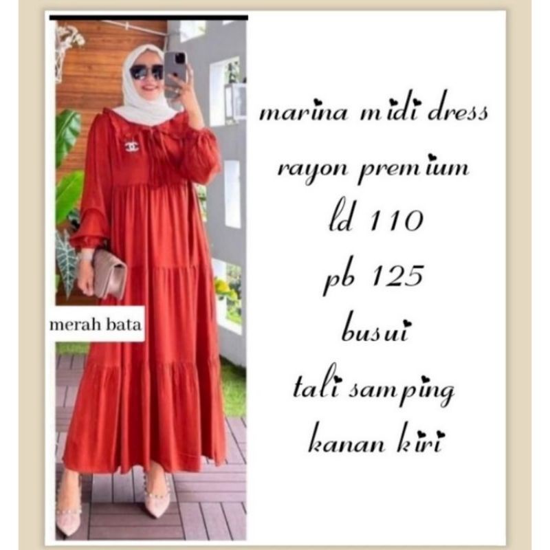 Marina MIDI dres polos maxsi dress/ gamis rayon premium
