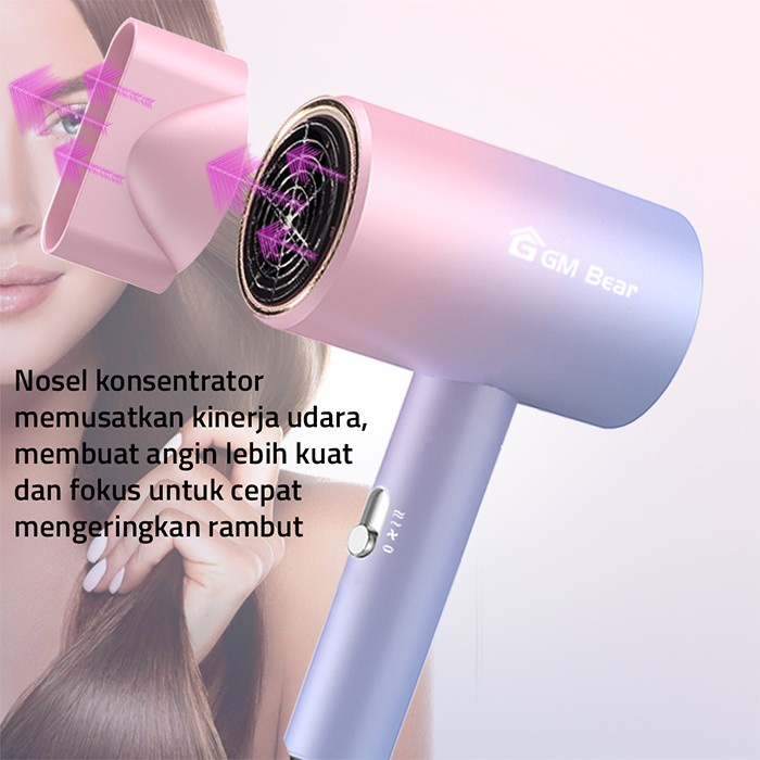 GM Bear Hair Dryer Professional 1551 Pink Purple - Vlasy Alat Pengering Rambut