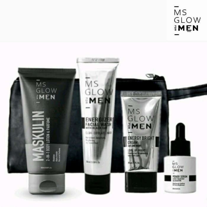 MS GLOW FOR MEN PAKET MASKULIN 4IN1 ORIGINAL FREE POUCH PRIA