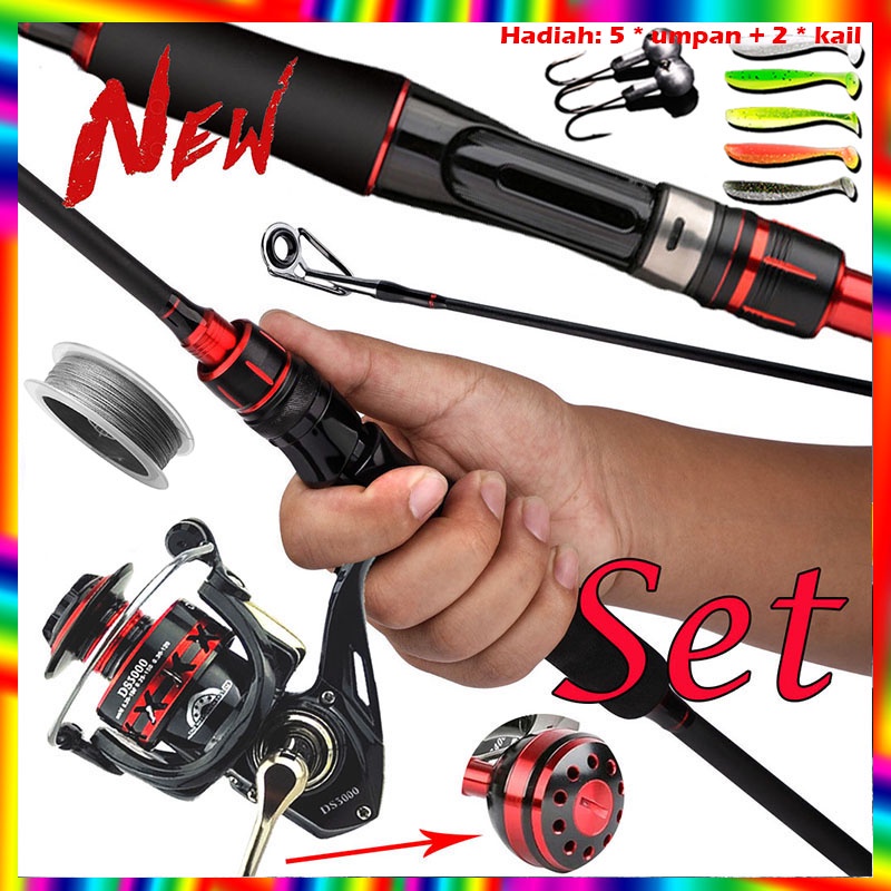 Bahan Logam Spinning Fishing Reel Max Drag 15kg Karbon Fiber Fishing Rod Combo Fishing Joran Pancing 1.65M 1.8M 2.1M  Dengan Dahan Serat Karbon Joran Gulungan Lengan CNC Pancing Set Lengkap Untuk Memancing Joran Umpan Lure Fishing Hook Gift Wheel Pole