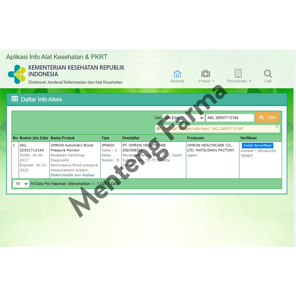 Omron Blood Pressure Monitor JPN-600 - Alat Pengukur Tekanan Darah