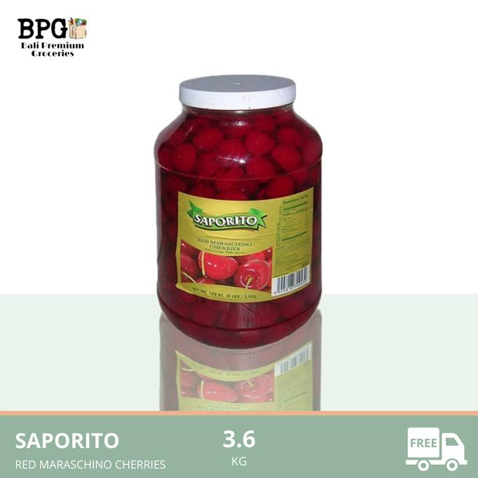 

{{{{}}] SAPORITO Red Maraschino Cherries Extra Large With Stems 3.6 KG