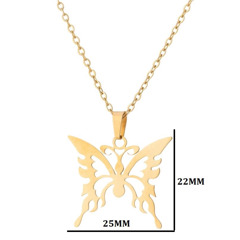 Kalung Rantai Bahan stainless steel Desain butterfly Gaya Korea Untuk Wanita