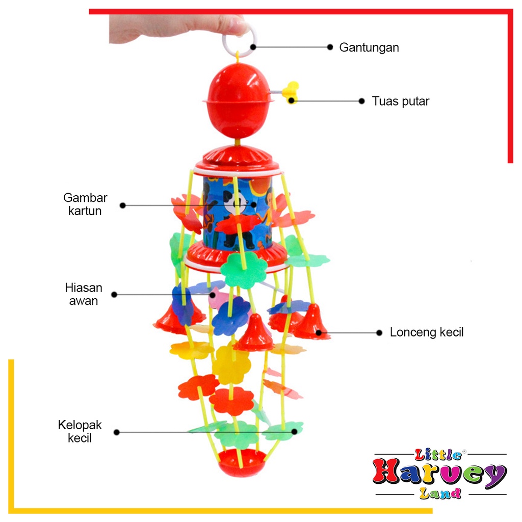 MERRY GO ROUND Mainan Anak Bayi Mainan Ramelan Gantung Musik Putar Warna Warni Hadiah Baby Newborn Musical Toys Krincingan / Kerincingan Ramelan