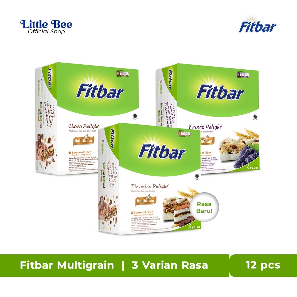 

FITBAR Multigrain | Snack Sehat | 3 Varian Rasa | Isi 12 x 22 gr