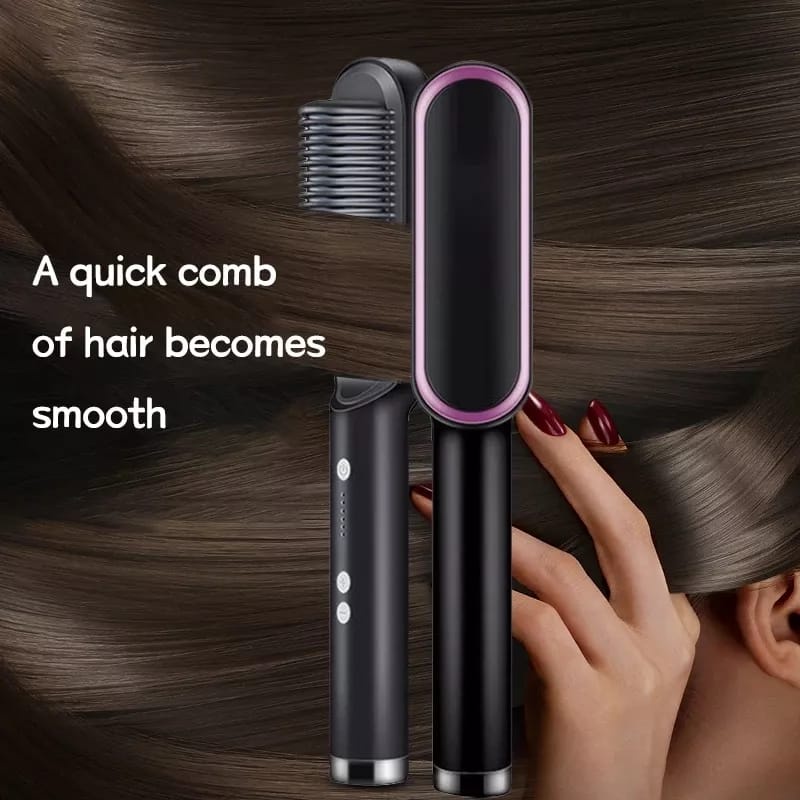 Catok Sisir Pelurus Rambut Hair Straightener Curler 2 in 1 catokan sisir listrik