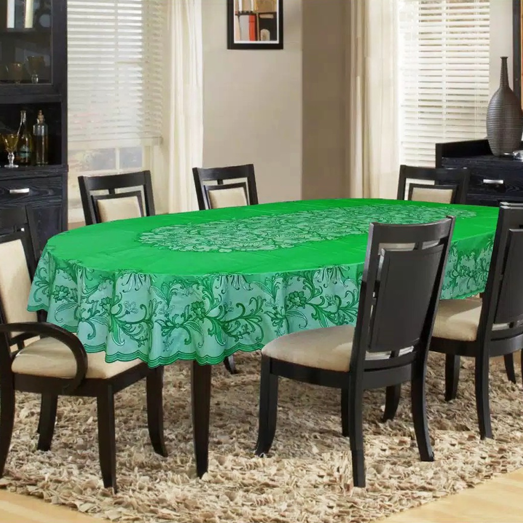 [✅COD] Taplak Meja Makan Oval Kain Katun Ukuran Besar 140x220cm Model Rumbai Rempel Aneka Motif Edisi Perlengkapan Dapur Dekorasi Rumah