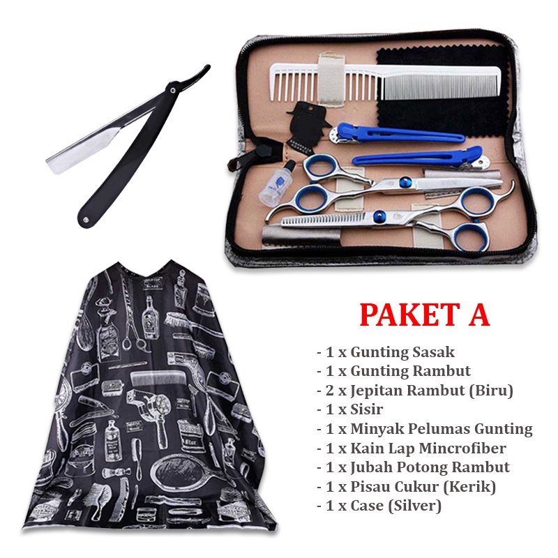 SET PAKET ALAT GUNTING POTONG CUKUR RAMBUT SALON Profesional