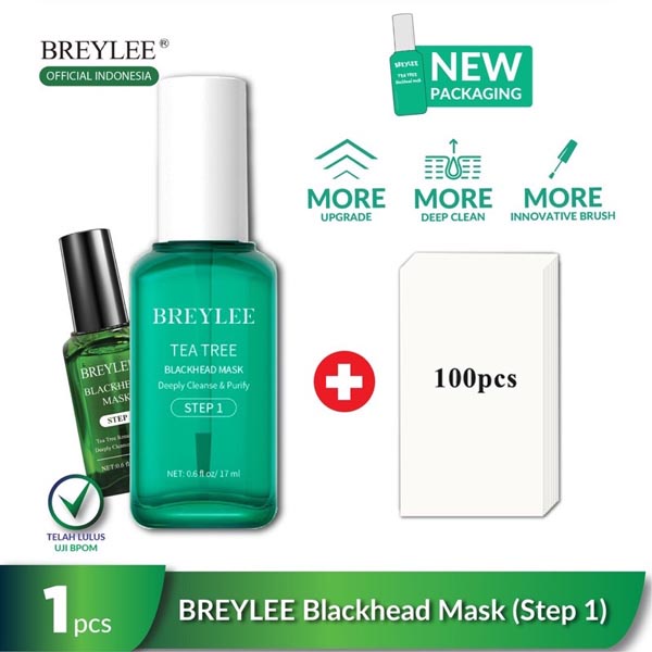 [BPOM] BREYLEE Tea Tree Blackhead Mask (STEP 1) - Pengangkat / Pembersih Komedo , Masker hidung (17ml)_Cerianti