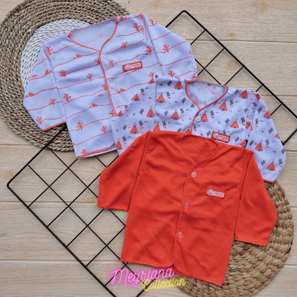 3 PCS Baju Bayi Baru Lahir Lengan Panjang Seri Orange Meyriana Collection