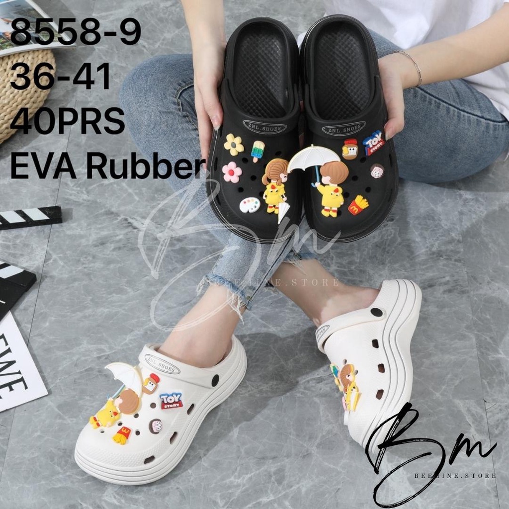 Sandal Baim / Sandal Jelly Fuji / Sandal wanita classic Bae Clog platform Jibbitz / Sandal Fashion Wanita Mode Bae Clog MCD Rubber 8558-9